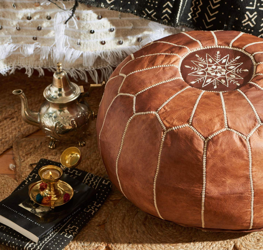 Moroccan Leather Poufs: Timeless Decor & Versatility