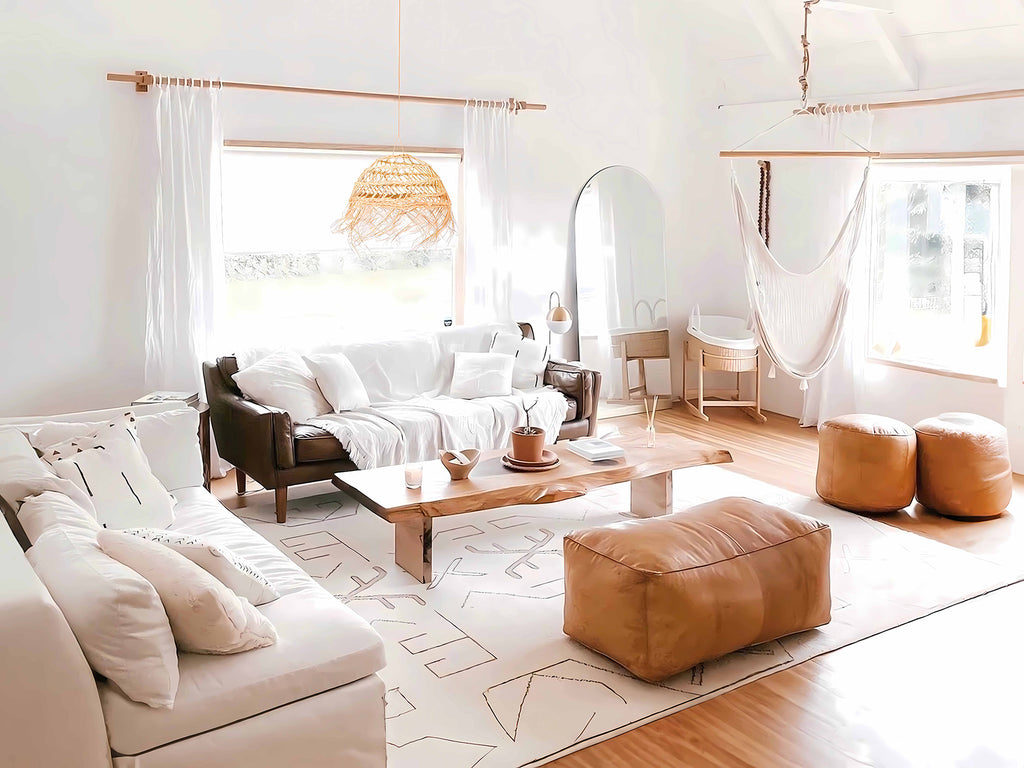 Traditional Interior Design: Elegance with King of Handmade's Poufs, Mirrors & Baskets