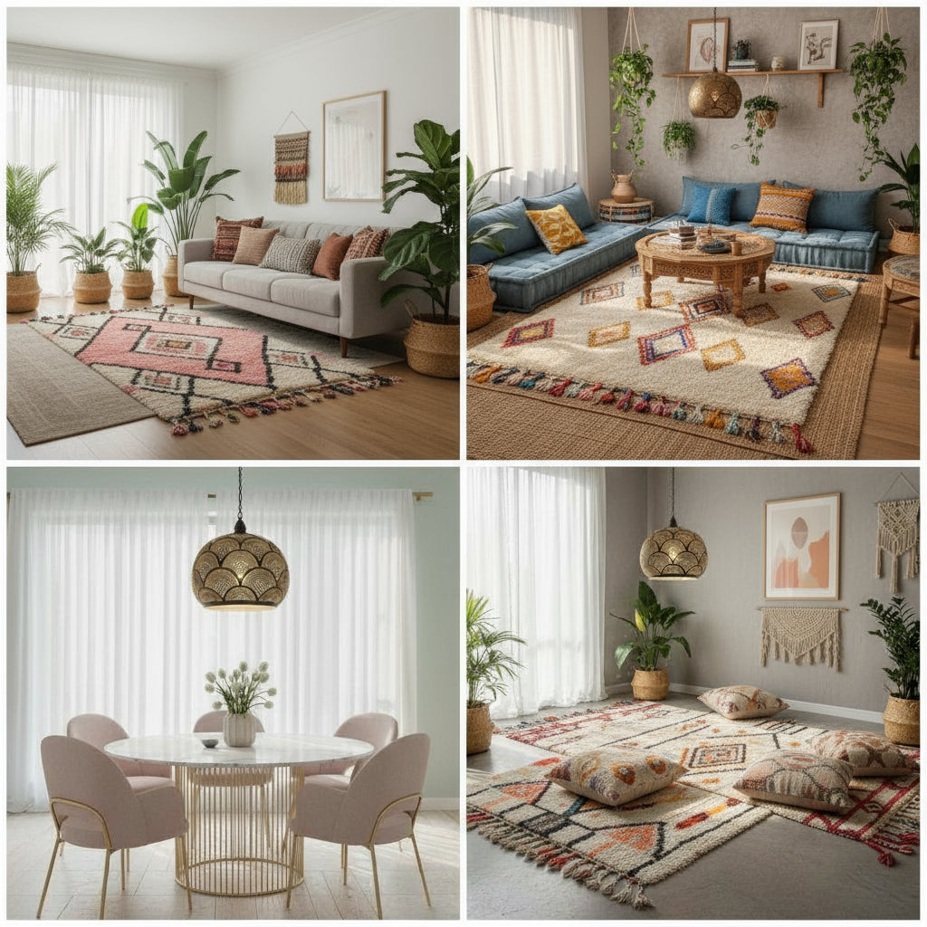 Layering Bohemian Rugs & Lighting