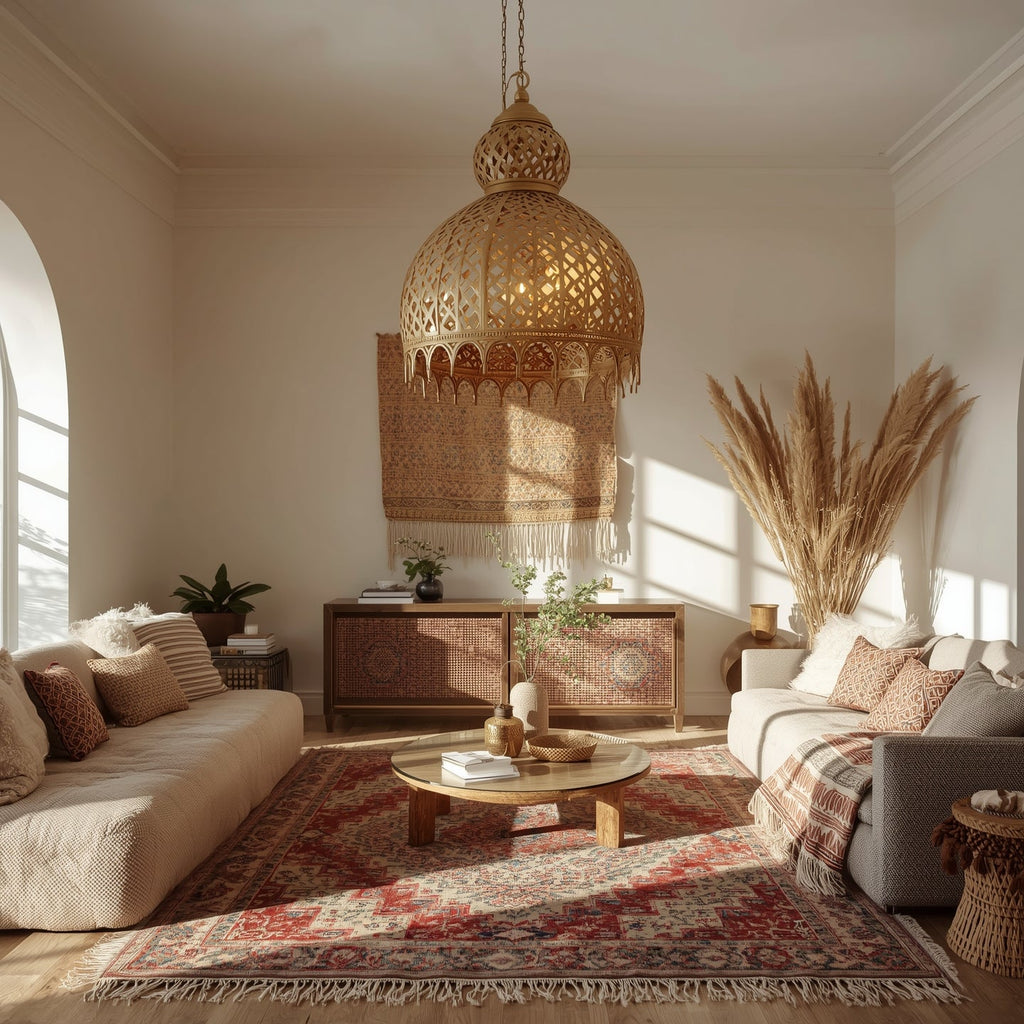 The Complete Guide to Moroccan Ceiling Lights: Pairing with Handwoven Rugs