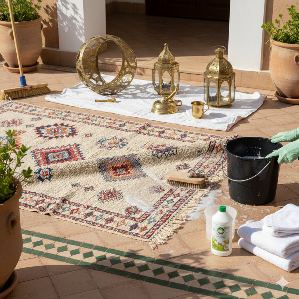Spring Cleaning Guide for Moroccan Area Rugs and Brass Fixtures