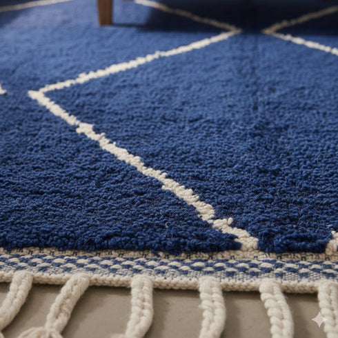 Blue Berber Rug - Moroccan Beni Ourain Wool Rug
