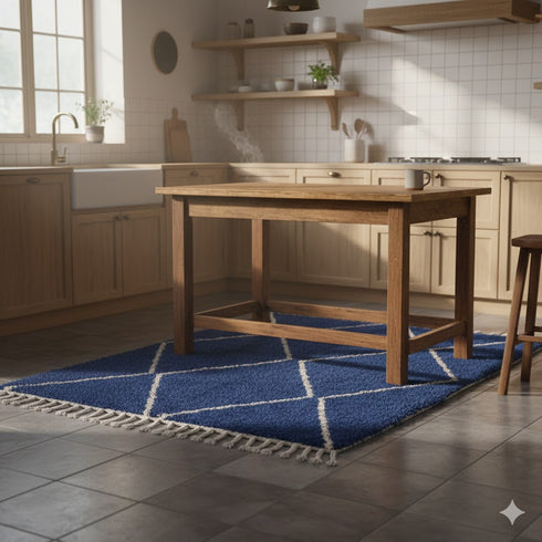 Blue Berber Rug - Moroccan Beni Ourain Wool Rug