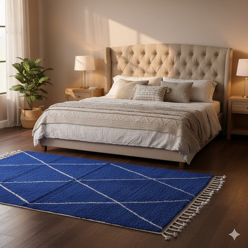 Blue Berber Rug - Moroccan Beni Ourain Wool Rug