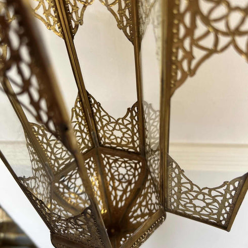 Antique Moroccan Brass Hanging Candle Lantern (CL 1005)