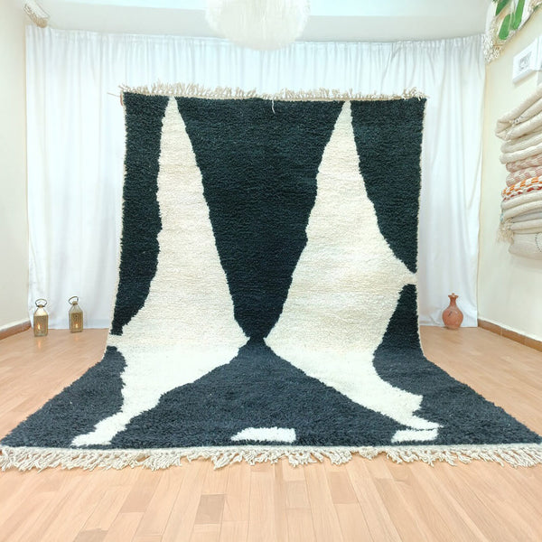 Beni Ourain Rug – Teal & Ivory Geometric Wool Area Rug