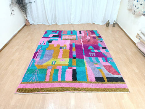 Artistic Colorful Moroccan Rug – Handmade Boho Wool Carpet - Shop Now