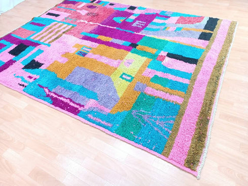Artistic Colorful Moroccan Rug – Handmade Boho Wool Carpet - Shop Now