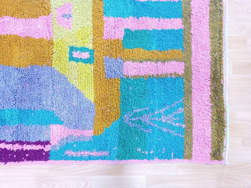 Artistic Colorful Moroccan Rug – Handmade Boho Wool Carpet - Shop Now