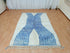 Artistic Moroccan Berber Rug - White & Blue Wool Carpet