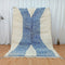 Artistic Moroccan Berber Rug - White & Blue Wool Carpet