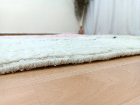 Handmade Beni Ourain Pink & White Wool Rug | Moroccan Decor