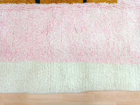 Handmade Beni Ourain Pink & White Wool Rug | Moroccan Decor