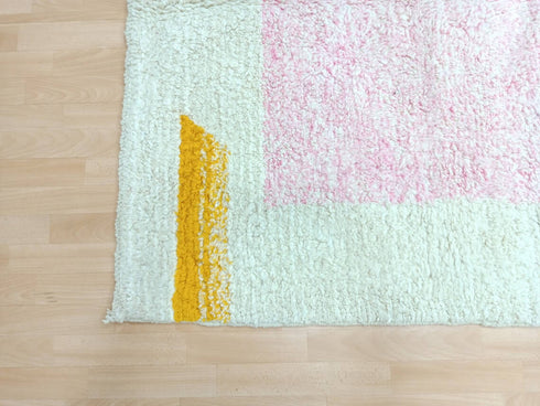 Handmade Beni Ourain Pink & White Wool Rug | Moroccan Decor
