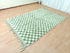 Authentic Green Checkered Moroccan Berber Rug – Handmade Wool Carpet