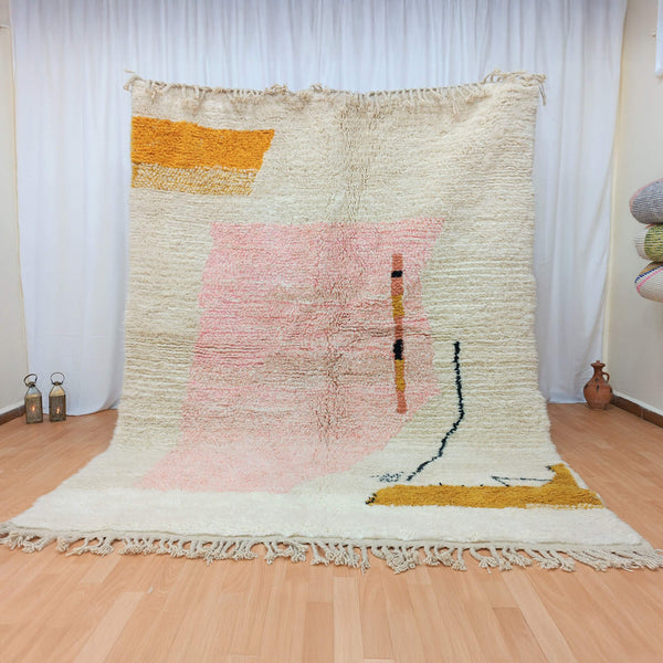 Beni Ourain Rug – Ivory Geometric Wool Handmade Area Rug