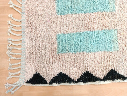 Authentic Moroccan Berber Rug – Handwoven Pink & Yellow Wool Carpet
