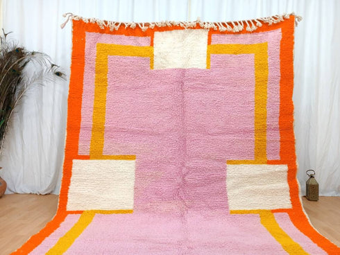 Authentic Handmade Moroccan Berber Wool Rug – Minimalist Carpet