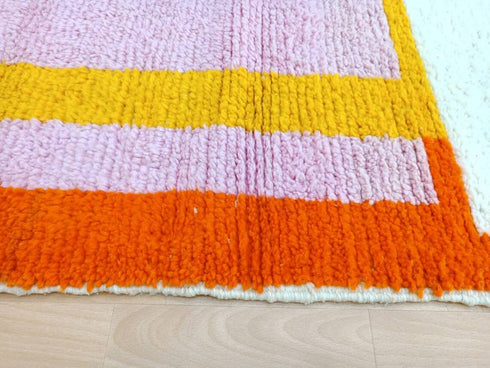 Authentic Handmade Moroccan Berber Wool Rug – Minimalist Carpet