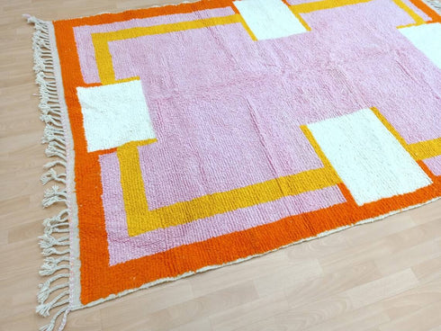 Authentic Handmade Moroccan Berber Wool Rug – Minimalist Carpet