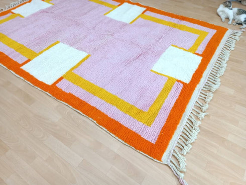 Authentic Handmade Moroccan Berber Wool Rug – Minimalist Carpet
