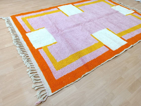 Authentic Handmade Moroccan Berber Wool Rug – Minimalist Carpet