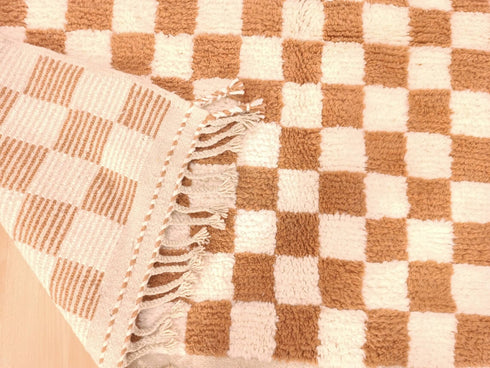 Authentic Moroccan Checkered Wool Rug – Beni Ouarain Design