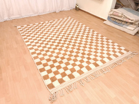 Authentic Moroccan Checkered Wool Rug – Beni Ouarain Design