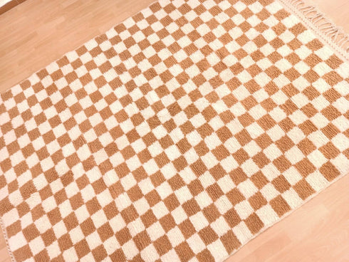 Authentic Moroccan Checkered Wool Rug – Beni Ouarain Design