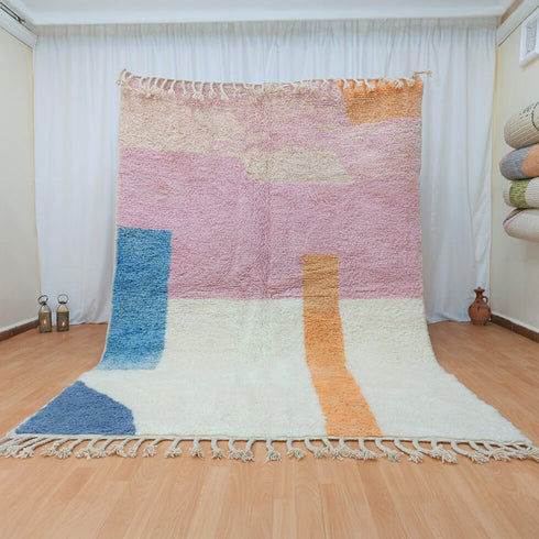 Authentic Moroccan Colorful Berber Rug - Handmade Beni Ourain