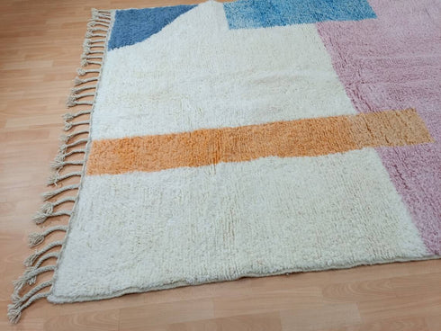 Authentic Moroccan Colorful Berber Rug - Handmade Beni Ourain