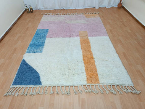 Authentic Moroccan Colorful Berber Rug - Handmade Beni Ourain