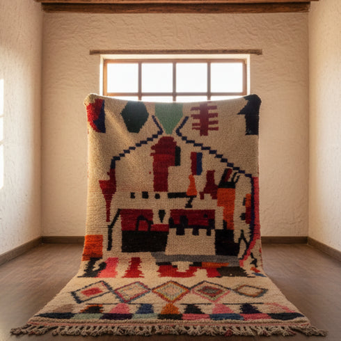 Steel Red Boujaad Rug - Custom Handwoven Moroccan Rug