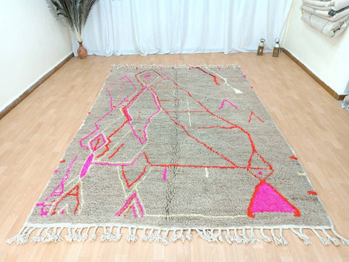 Beige Moroccan Beni Ourain Rug - Custom Handmade Carpet