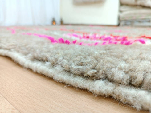 Beige Moroccan Beni Ourain Rug - Custom Handmade Carpet