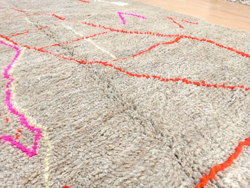 Beige Moroccan Beni Ourain Rug - Custom Handmade Carpet