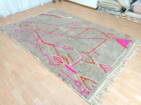 Beige Moroccan Beni Ourain Rug - Custom Handmade Carpet