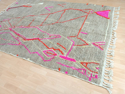 Beige Moroccan Beni Ourain Rug - Custom Handmade Carpet