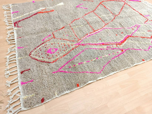 Beige Moroccan Beni Ourain Rug - Custom Handmade Carpet