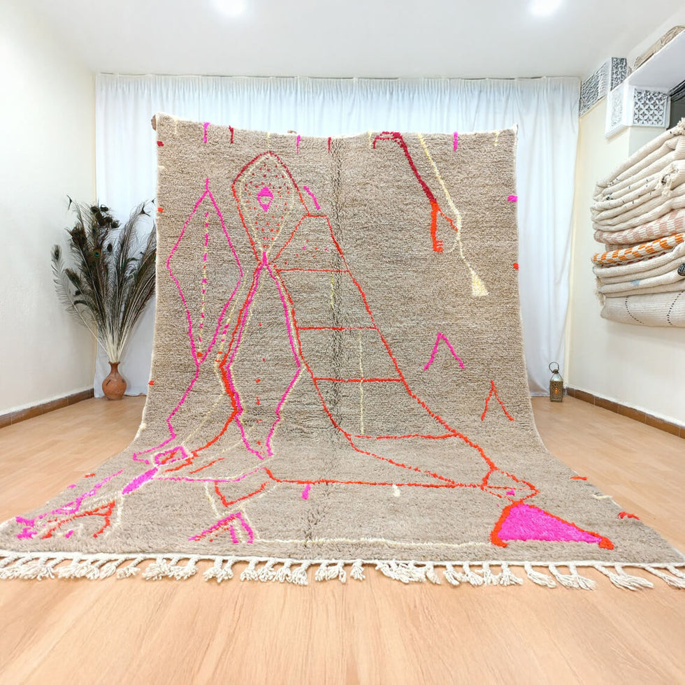 Beni Ourain Rug – Ivory Abstract Wool Area Rug