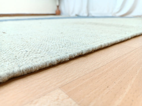 Beige & Blue Moroccan Handwoven Rug – Custom Flat Kilim Design