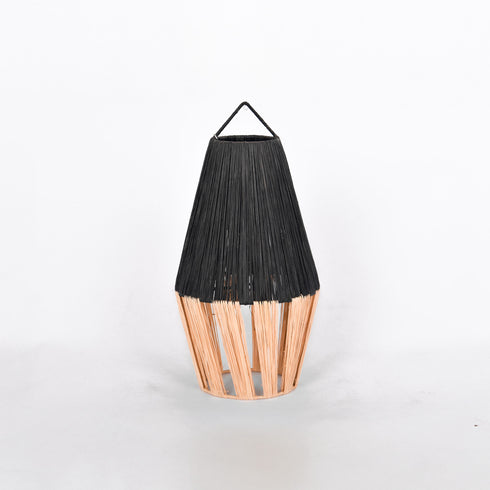 Black & Beige Raffia Ceiling Lamp | Moroccan Handmade Room Ceiling Lampshade