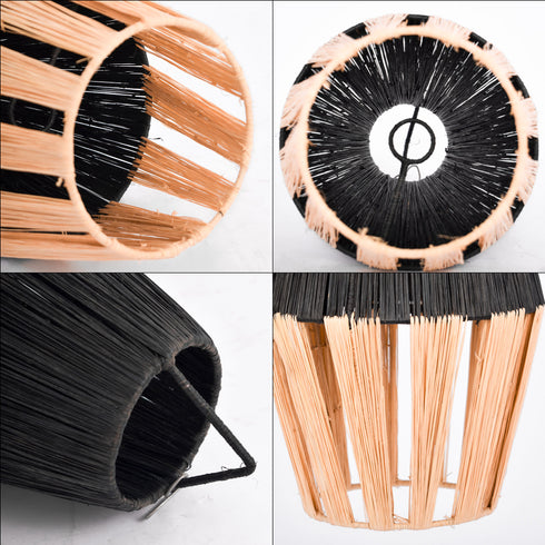 Black & Beige Raffia Ceiling Lamp | Moroccan Handmade Room Ceiling Lampshade