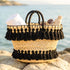 Handmade Straw Beach Bag – Black Tassel Tote, Openwork