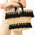 Handmade Straw Beach Bag – Black Tassel Tote, Openwork