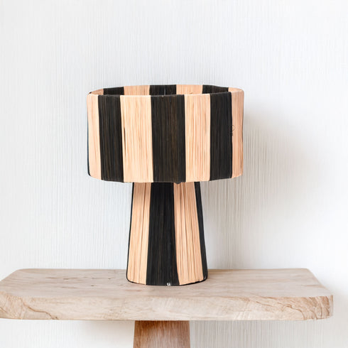 Black Striped Raffia Lamp – Moroccan Natural TABLE LAMPSHADES