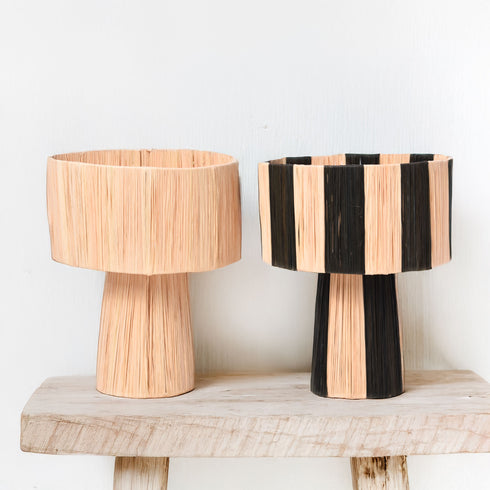 Black Striped Raffia Lamp – Moroccan Natural TABLE LAMPSHADES