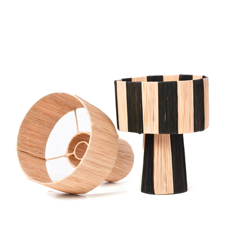 Black Striped Raffia Lamp – Moroccan Natural TABLE LAMPSHADES