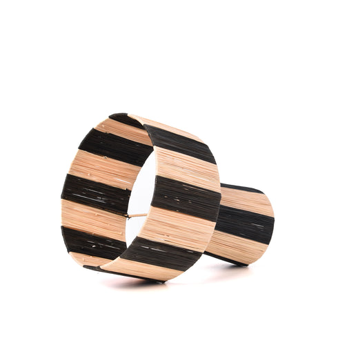 Black Striped Raffia Lamp – Moroccan Natural TABLE LAMPSHADES
