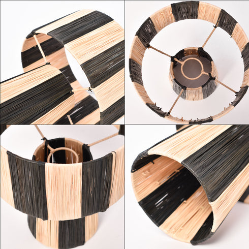 Black Striped Raffia Lamp – Moroccan Natural TABLE LAMPSHADES